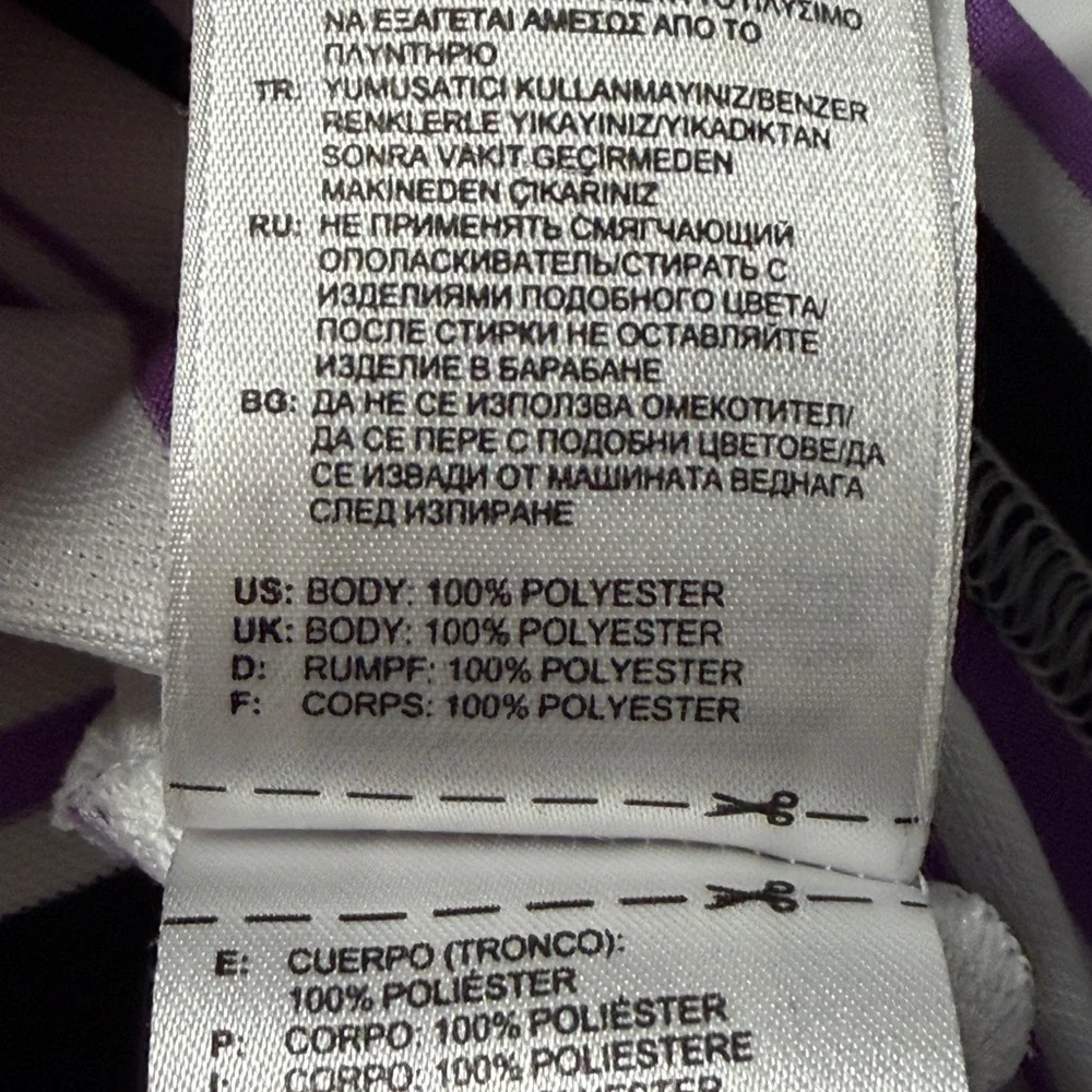 adidas Prestwick Striped Polo‎ — White, Purple & Black